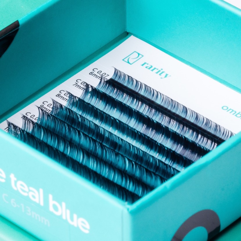 Рідкісні кольорові вії Ombre Teal Blue