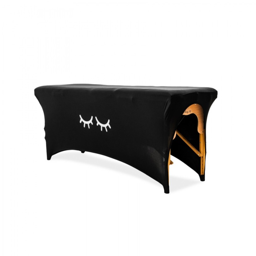 Bed sheet with leg cutout.